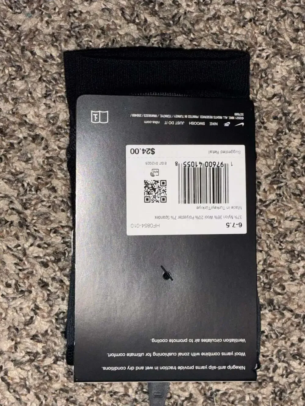 Nike Trail Running Crew Wool Blend Socks with Nikegrip Technology HF0854-010